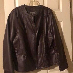 Faux leather jacket. Plum